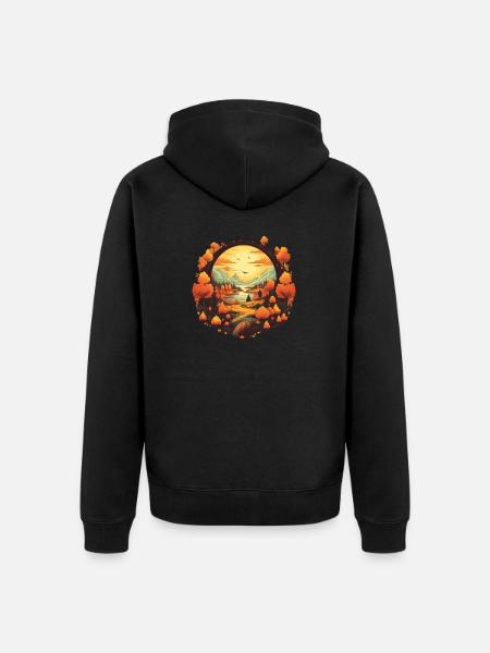 Herbstliche Landschaft - Unisex Premium Bio Zip Hoodie - Schwarz