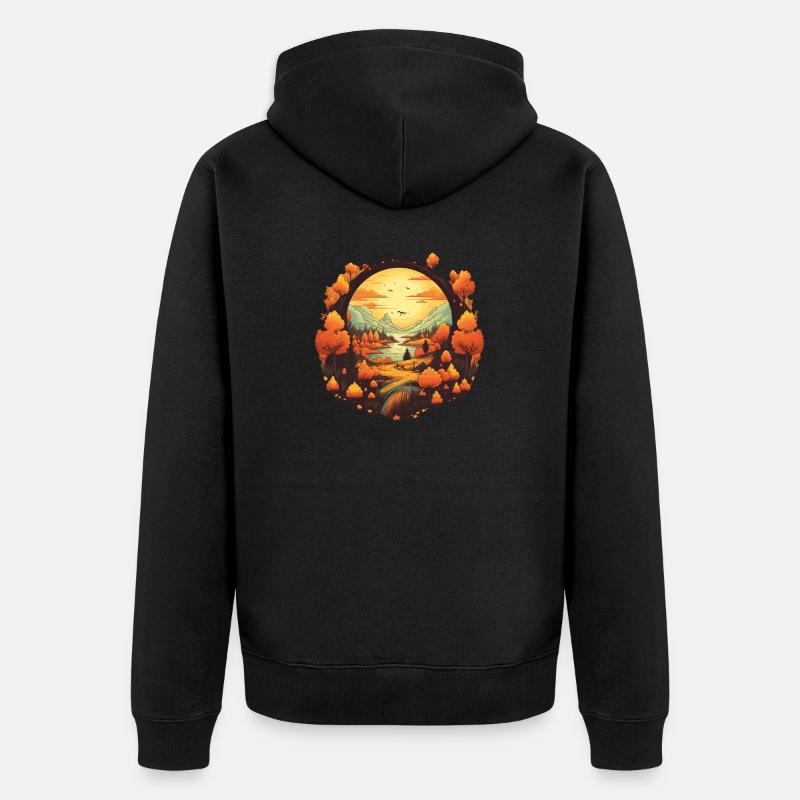 Paysage automnal - Veste à capuche bio Premium Unisexe - noir