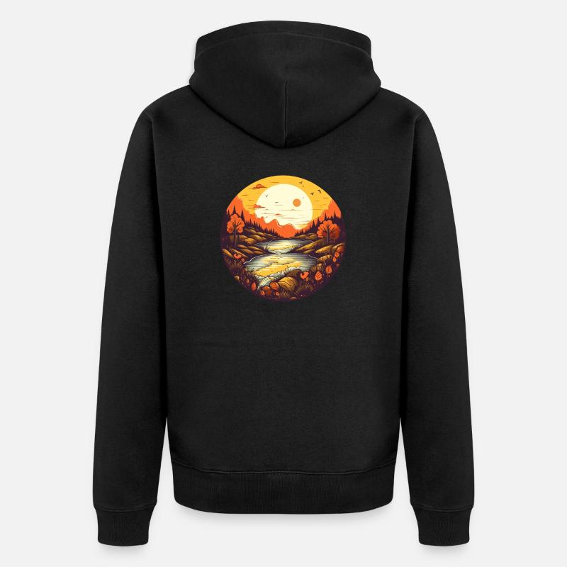 Paysage automnal - Veste à capuche bio Premium Unisexe - noir