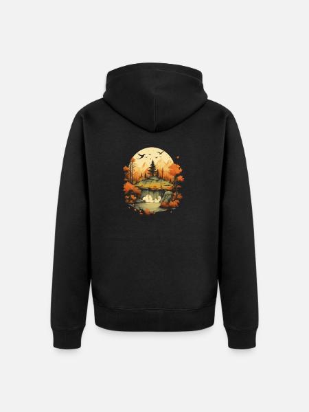 Autumnal landscape - Unisex Premium Organic Zip Hoodie - black