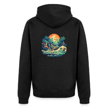 Strand - Unisex Premium Bio Zip Hoodie - Schwarz - Hinten - Nico (187cm)