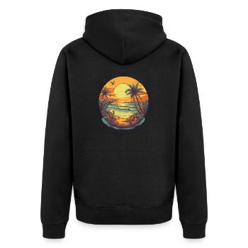 Beach - Unisex Premium Organic Zip Hoodie - black - Back - Nico (187cm)