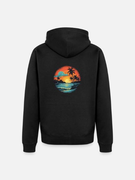 Beach - Unisex Premium Organic Zip Hoodie - black