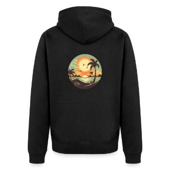 Beach - Unisex Premium Organic Zip Hoodie - black - Back - Nico (187cm)