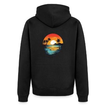 Beach - Unisex Premium Organic Zip Hoodie - black - Back - Nico (187cm)