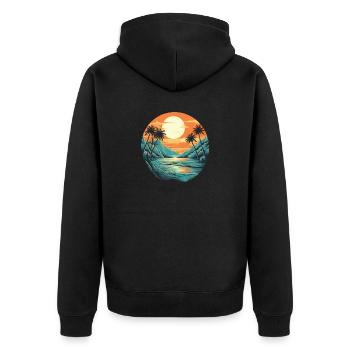 Strand - Unisex Premium Bio Zip Hoodie - Schwarz - Hinten - Nico (187cm)