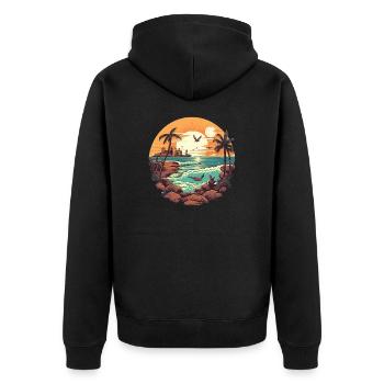 Strand - Unisex Premium Bio Zip Hoodie - Schwarz - Hinten - Nico (187cm)