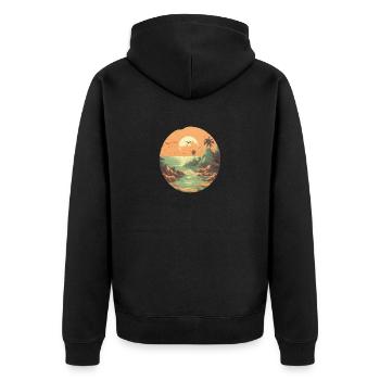 Beach - Unisex Premium Organic Zip Hoodie - black - Back - Nico (187cm)