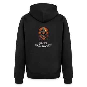 Halloween - Happy Halloween - Unisex Premium Bio Zip Hoodie - Schwarz - Hinten - Nico (187cm)