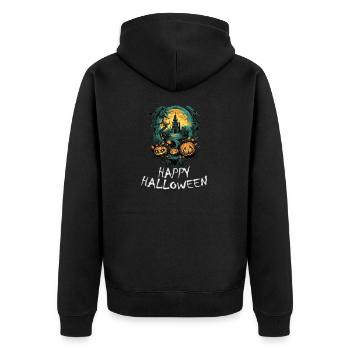 Halloween - Happy Halloween - Unisex Premium Bio Zip Hoodie - Schwarz - Hinten - Nico (187cm)