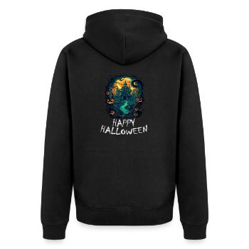 Halloween - Happy Halloween - Unisex Premium Bio Zip Hoodie - Schwarz - Hinten - Nico (187cm)