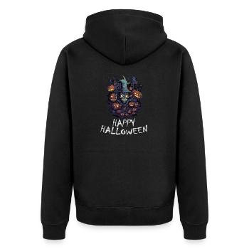 Halloween - Happy Halloween - Unisex Premium Bio Zip Hoodie - Schwarz - Hinten - Nico (187cm)
