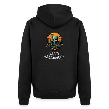 Halloween - Happy Halloween - Unisex Premium Bio Zip Hoodie - Schwarz - Hinten - Nico (187cm)