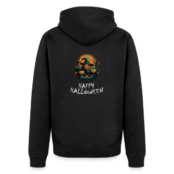 Halloween - Happy Halloween - Unisex Premium Bio Zip Hoodie - Schwarz - Hinten - Nico (187cm)