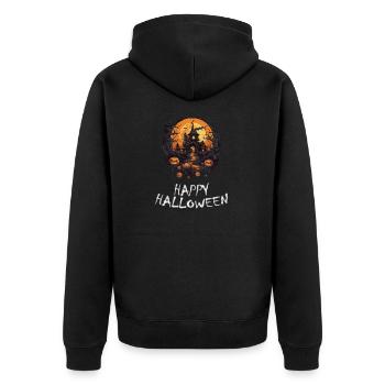 Halloween - Happy Halloween - Unisex Premium Bio Zip Hoodie - Schwarz - Hinten - Nico (187cm)