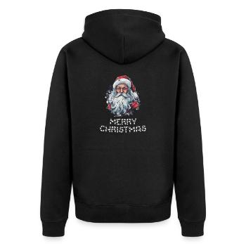 Weihnachtsmann - Marry Christmas - Unisex Premium Bio Zip Hoodie - Schwarz - Hinten - Nico (187cm)