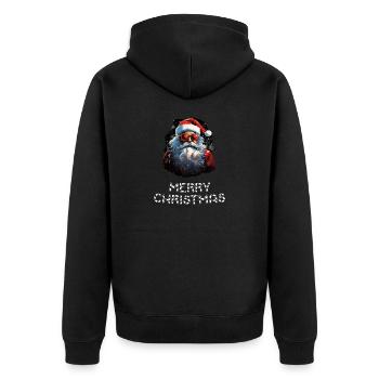 Weihnachtsmann - Marry Christmas - Unisex Premium Bio Zip Hoodie - Schwarz - Hinten - Nico (187cm)