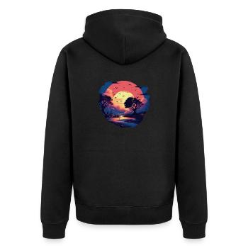 Paysage - Veste à capuche bio Premium Unisexe - noir - Dos - Nico (187cm)