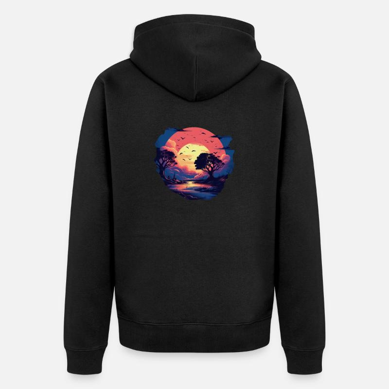 Paysage - Veste à capuche bio Premium Unisexe - noir