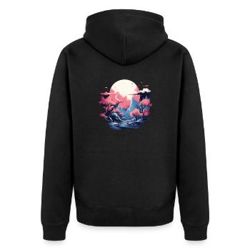 Paysage - Veste à capuche bio Premium Unisexe - noir - Dos - Nico (187cm)