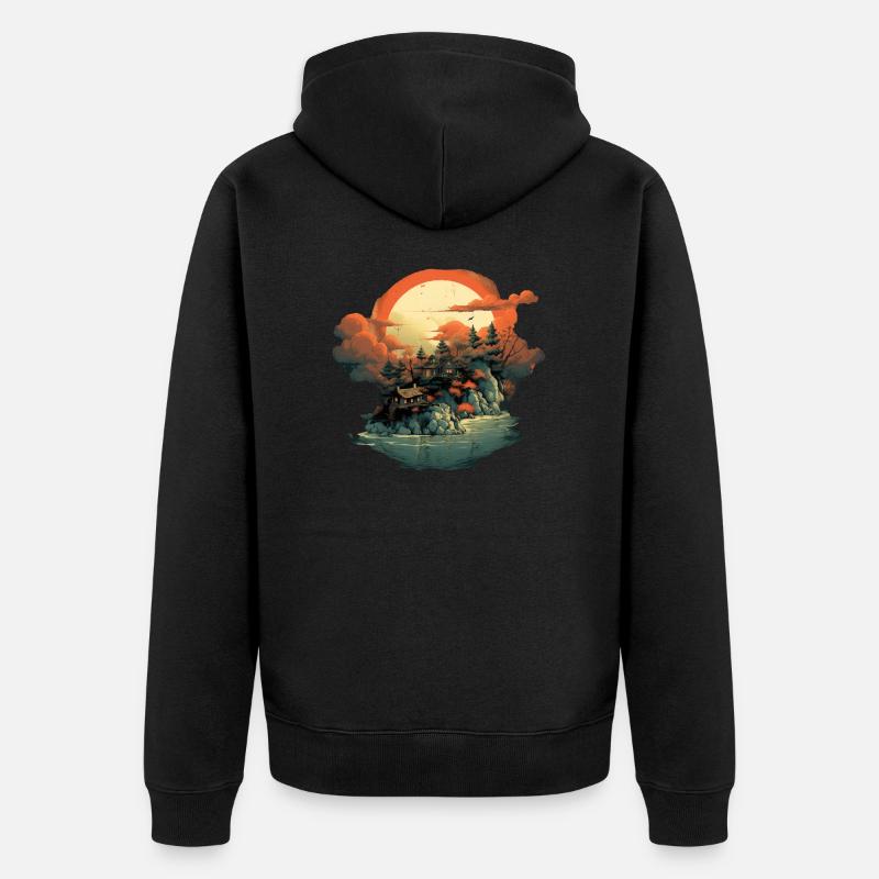 Paysage - Veste à capuche bio Premium Unisexe - noir
