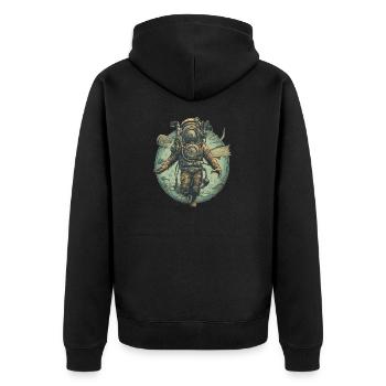 Diver - Unisex Premium Organic Zip Hoodie - black - Back - Nico (187cm)