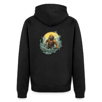 Diver - Unisex Premium Organic Zip Hoodie - black - Back - Nico (187cm)