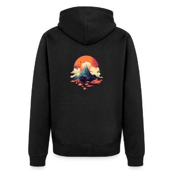 Landscape - Unisex Premium Organic Zip Hoodie - black - Back - Nico (187cm)