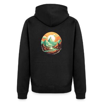 Landscape - Unisex Premium Organic Zip Hoodie - black - Back - Nico (187cm)