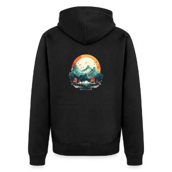 Landscape - Unisex Premium Organic Zip Hoodie - black - Back - Nico (187cm)