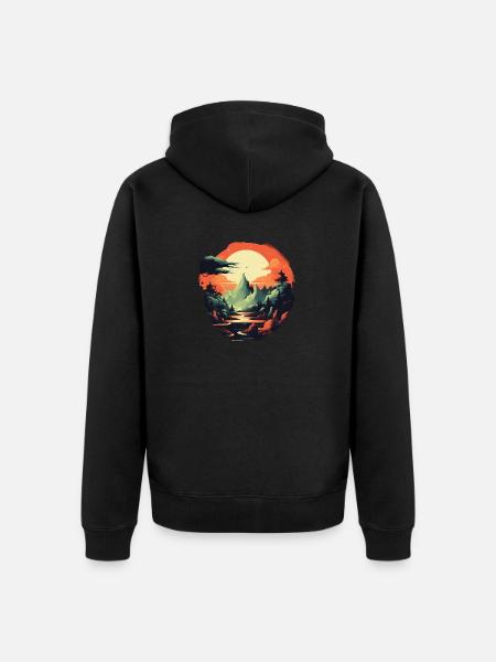 Landschaft - Unisex Premium Bio Zip Hoodie - Schwarz