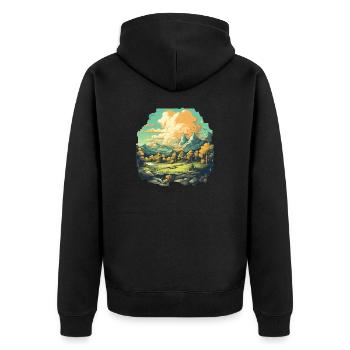 Landscape - Unisex Premium Organic Zip Hoodie - black - Back - Nico (187cm)