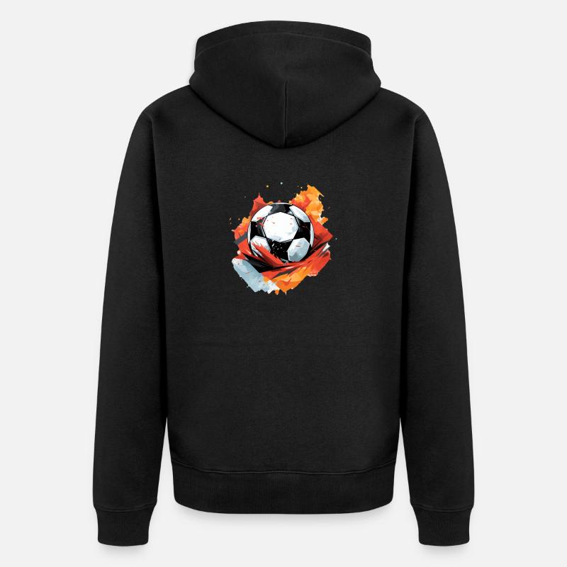 Fußball Ball - Unisex Premium Bio Zip Hoodie - Schwarz