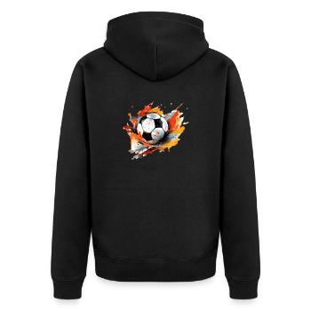 Fußball Ball - Unisex Premium Bio Zip Hoodie - Schwarz - Hinten - Nico (187cm)