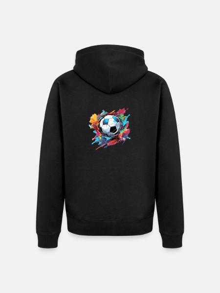 Fußball Ball - Unisex Premium Bio Zip Hoodie - Schwarz