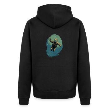 Diver - Unisex Premium Organic Zip Hoodie - black - Back - Nico (187cm)