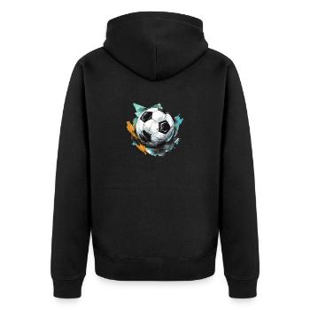 Soccer Ball - Unisex Premium Organic Zip Hoodie - black - Back - Nico (187cm)