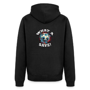 Balle de football - Quelle sauvegarde! - Veste à capuche bio Premium Unisexe - noir - Dos - Nico (187cm)