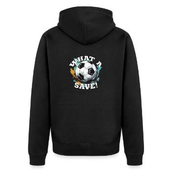 Balle de football - Quelle sauvegarde! - Veste à capuche bio Premium Unisexe - noir - Dos - Nico (187cm)