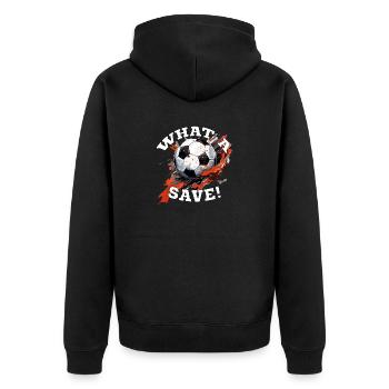 Balle de football - Quelle sauvegarde! - Veste à capuche bio Premium Unisexe - noir - Dos - Nico (187cm)