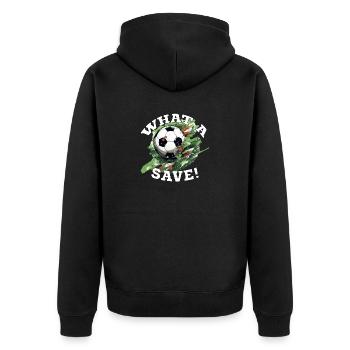 Balle de football - Quelle sauvegarde! - Veste à capuche bio Premium Unisexe - noir - Dos - Nico (187cm)