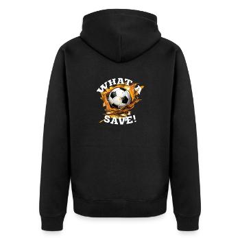 Balle de football - Quelle sauvegarde! - Veste à capuche bio Premium Unisexe - noir - Dos - Nico (187cm)