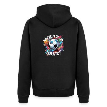 Balle de football - Quelle sauvegarde! - Veste à capuche bio Premium Unisexe - noir - Dos - Nico (187cm)