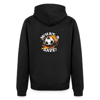Balle de football - Quelle sauvegarde! - Veste à capuche bio Premium Unisexe - noir - Dos - Nico (187cm)
