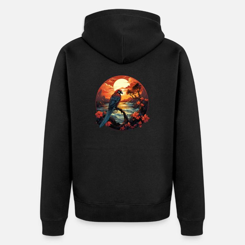 Tropical - Perroquet - Veste à capuche bio Premium Unisexe - noir