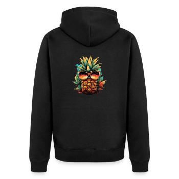 Ananas - Unisex Premium Bio Zip Hoodie - Schwarz - Hinten - Nico (187cm)