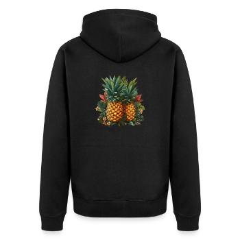 Ananas - Unisex Premium Bio Zip Hoodie - Schwarz - Hinten - Nico (187cm)