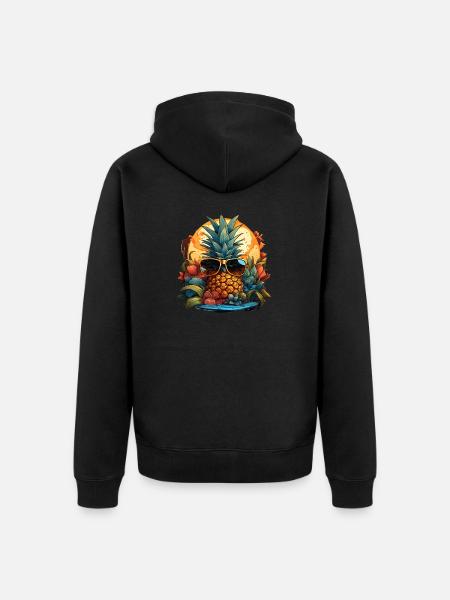 Pineapple - Unisex Premium Organic Zip Hoodie - black
