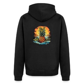 Ananas - Unisex Premium Bio Zip Hoodie - Schwarz - Hinten - Nico (187cm)