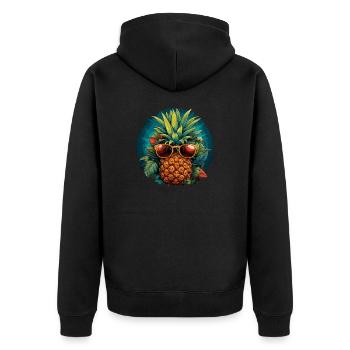Ananas - Unisex Premium Bio Zip Hoodie - Schwarz - Hinten - Nico (187cm)